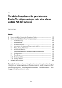 Dokument Vertriebs-Compliance für geschlossene Fonds/Vermögensanlagen oder eine etwas andere Art der Synopse