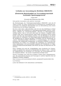 Dokument Leitfaden zur Anwendung der Richtlinie 2006/95/EG (Elektrische Betriebsmittel zur Verwendung innerhalb bestimmter Spannungsgrenzen)