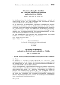 Dokument Richtlinie zur Kontrolle radioaktiver Reststoffe und radioaktiver Abf&auml;lle