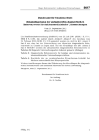 Dokument Bekanntmachung der aktualisierten diagnostischen Referenzwerte f&uuml;r nuklearmedizinische Untersuchungen