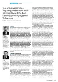 Dokument Teer- und abwasserfreies Vergasungsverfahren für abfallstämmige Brennstoffe durch Kombination von Pyrolyse und Verbrennung