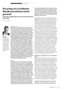 Dokument Recycling von Leichtbeton- Wandkonstruktionen leicht gemacht