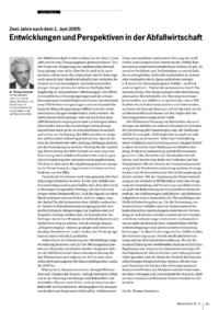 Dokument Zwei Jahre nach dem 1. Juni 2005: Entwicklungen und Perspektiven in der Abfallwirtschaft 