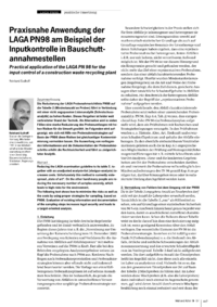 Dokument Praxisnahe Anwendung der LAGA PN98 am Beispiel der Inputkontrolle in Bauschuttannahmestellen