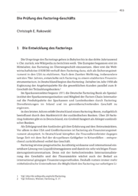 Dokument Die Prüfung des Factoring-Geschäfts