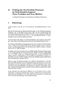 Dokument Prüfung des Neu-Produkt-Prozesses im Nicht-Handels-Segment (Neue Produkte und Neue Märkte)