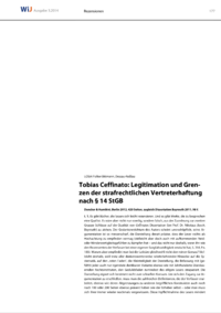 Dokument Tobias Ceffinato: Legitimation und Grenzen der strafrechtlichen Vertreterhaftung nach § 14 StGB