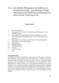 Dokument Das Mittlere Management als Schlüssel zur Strategieumsetzung – ganzheitliches Change Management zur Förderung der Führungskompetenz bei der Volkswagen AG