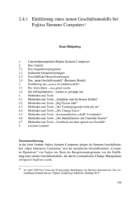 Dokument Einführung eines neuen Geschäftsmodells bei Fujitsu Siemens Computers