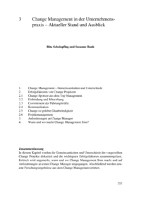 Dokument Change Management in der Unternehmenspraxis – Aktueller Stand und Ausblick