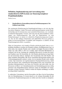 Dokument Definition, Implementierung und Anwendung eines standardisierten KPI-Systems zur Steuerung komplexer Projektlandschaften