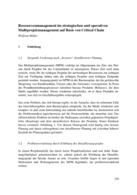Dokument Ressourcenmanagement im strategischen und operativen Multiprojektmanagement auf Basis von Critical Chain