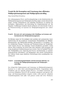 Dokument Trends für die Konzeption und Umsetzung eines effizienten Multiprojektmanagement und Multiprojektcontrolling