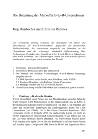 Dokument Die Bedeutung der Marke für B-to-B-Unternehmen