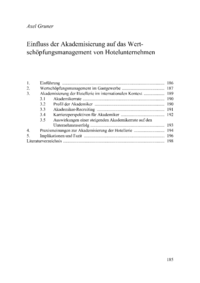 Dokument Einfluss der Akademisierung auf das Wertschöpfungsmanagement von Hotelunternehmen