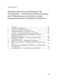 Dokument Mitarbeiter-Motivation und Förderung in der Privathotellerie – Kontinuierliche Weiterentwicklung unter Einbindung neuer und kreativer System-Komponenten im Hotel Schindlerhof in Nürnberg