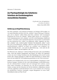 Dokument Zur Psychopathologie des Scheiterns: Scheitern als Erscheinungsform menschlichen Handelns
