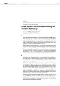 Dokument Rafael Harnos: Geschäftsleiterhaftung bei unklarer Rechtslage