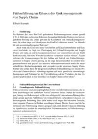 Dokument Frühaufklärung im Rahmen des Risikomanagements von Supply Chains