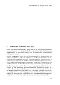 Dokument Auswirkungen von Mängeln in den Notes