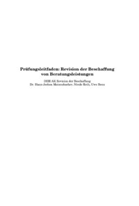 Dokument Prüfungsleitfaden: Revision der Beschaffung von Beratungsleistungen