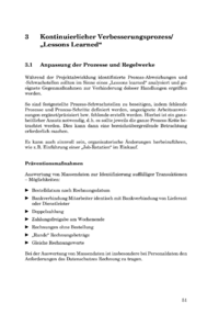 Dokument Kontinuierlicher Verbesserungsprozess/ „Lessons Learned“