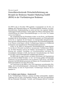Dokument Grenzüberschreitende Wirtschaftsförderung am Beispiel der Bodensee Standort Marketing GmbH (BSM) in der Vierländerregion Bodensee