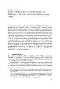 Dokument Politik und Recht der Europäischen Union zur Förderung von kleinen und mittleren Unternehmen (KMU)
