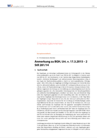 Dokument Anmerkung zu BGH, Urt. v. 17.3.2015 – 2 StR 281/14