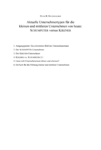 Dokument Aktuelle Unternehmertypen für die kleinen und mittleren Unternehmen von heute: SCHUMPETER versus KIRZNER