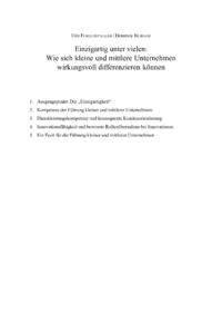 Dokument Einzigartig unter vielen: Wie sich kleine und mittlere Unternehmen wirkungsvoll differenzieren k&ouml;nnen