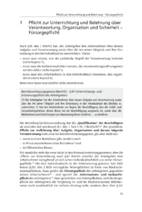 Dokument Pflicht zur Unterrichtung und Belehrung über Verantwortung, Organisation und Sicherheit – Fürsorgepflicht
