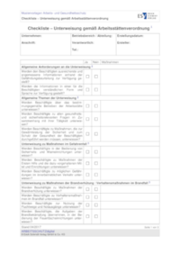 Dokument Unterweisung gemäß Arbeitsstättenverordnung (Checkliste) 