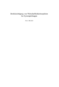Dokument Berücksichtigung von Wirtschaftlichkeitsaspekten bei Systemprüfungen