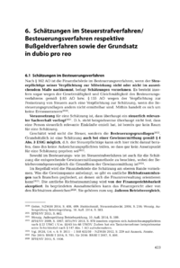 Dokument Schätzungen im Steuerstrafverfahren / Besteuerungsverfahren respektive Bußgeldverfahren sowie der Grundsatz in dubio pro reo