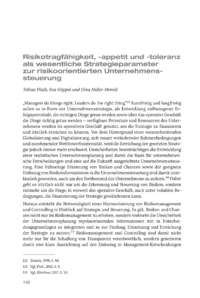 Dokument Risikotragfähigkeit, -appetit und -toleranz als wesentliche Strategieparameter zur risikoorientierten Unternehmenssteuerung