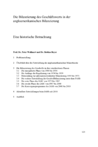 Dokument Die Bilanzierung des Geschäftswerts in der angloamerikanischen Bilanzierung