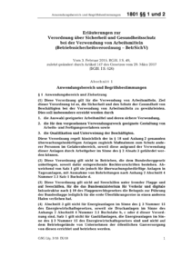 Dokument BetrSichV Erläuterungen: § 1 Anwendungsbereich und Zielsetzung